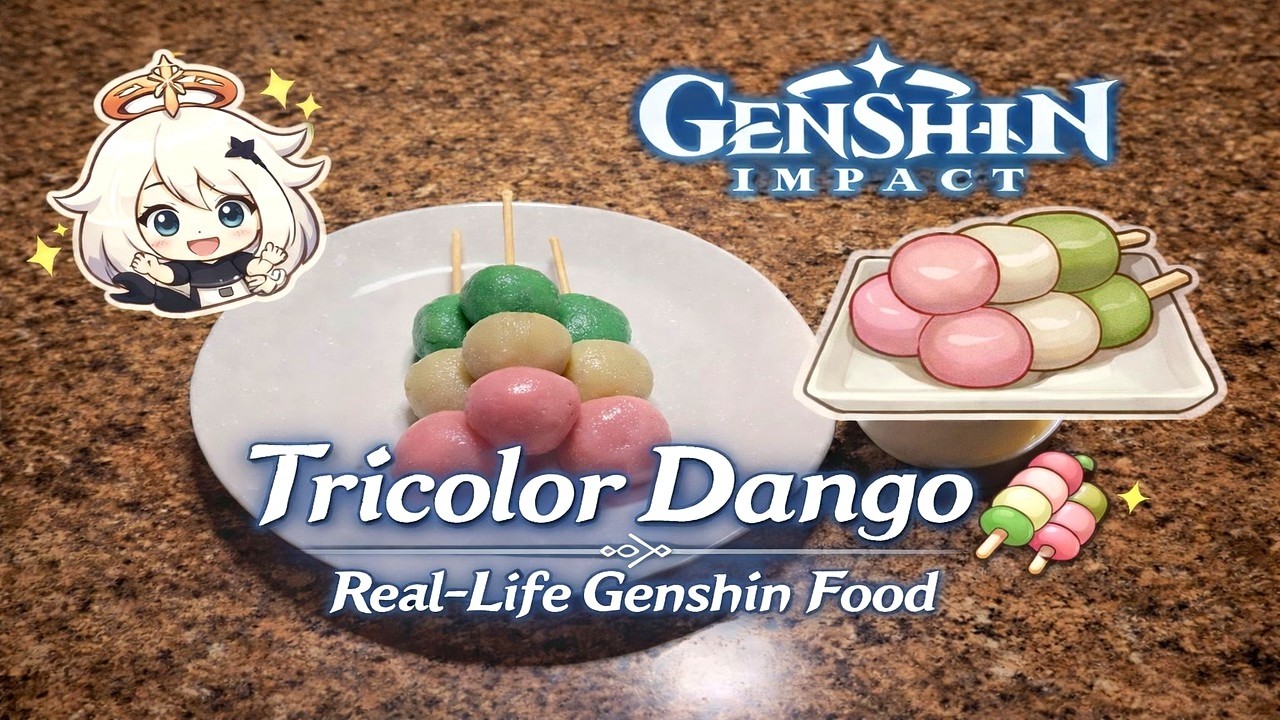 Making Tricolor Dango 🍡 | Genshin Impact Inazuma Food