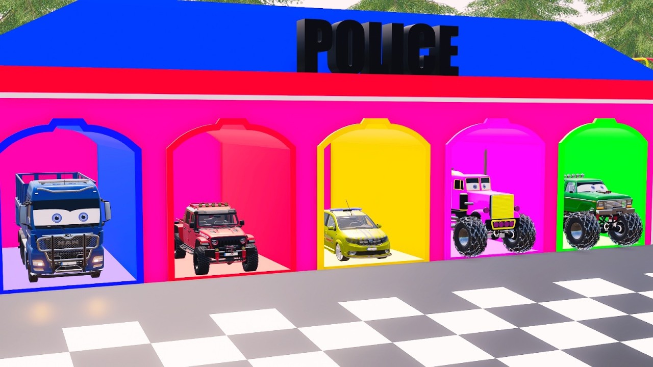 FS22 Extreme Cliff Challenge–Police Jeep Rubicon Pickups vs Impossible Color Bridge-Win or Fail! #31