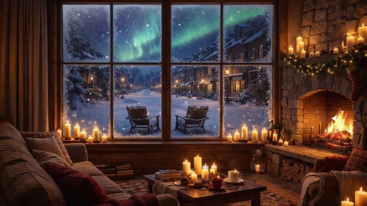 Fall Asleep to This Winter Night 🔥 Northern Lights Outside