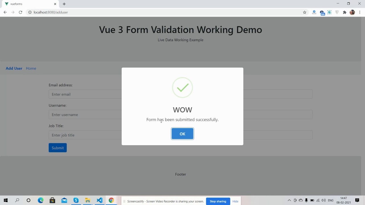 Vuejs | Vue3 Form Validation Working Demo