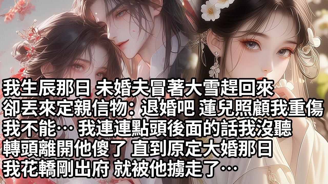 【一口氣看完】我生辰那日未婚夫冒著大雪趕回來，卻丟來定親信物：退婚吧 蓮兒照顧我重傷，我不能…我連連點頭後面的話我沒聽，轉頭離開他傻了 直到原定大婚那日，我花轎剛出府就被他擄走了…【大女主】【甜文】