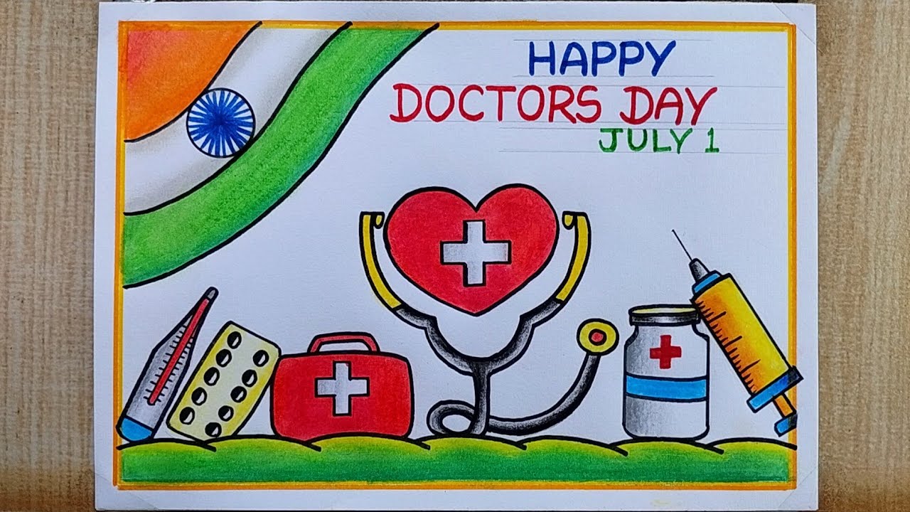 Doctors Day drawing easy| National Doctors Day drawing | Happy Doctors Day poster drawing