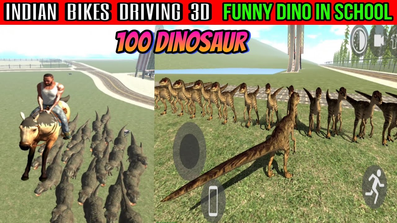 Indian Bikes Driving 3d | 100 pagal Dinosaur in School | Funny Gameplay Indian Bikes Driving 🤣🤣