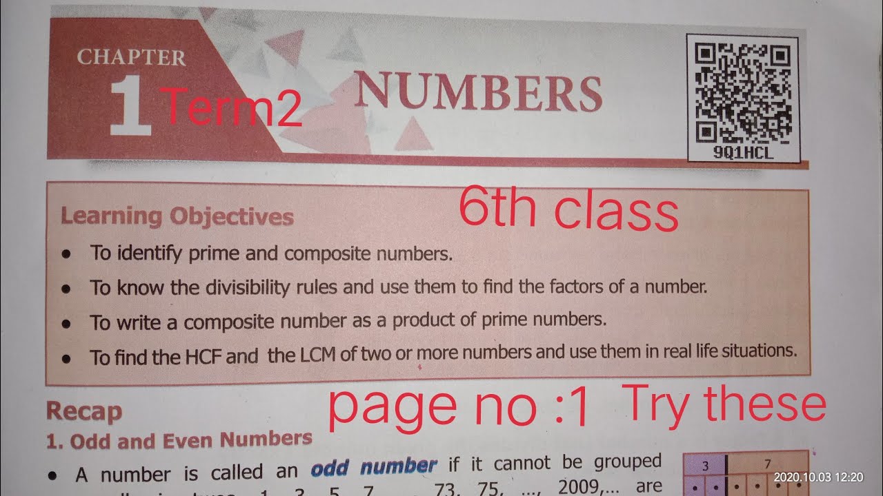 6th std maths odd and even numbers(page.no.1and2) chapter1 term2