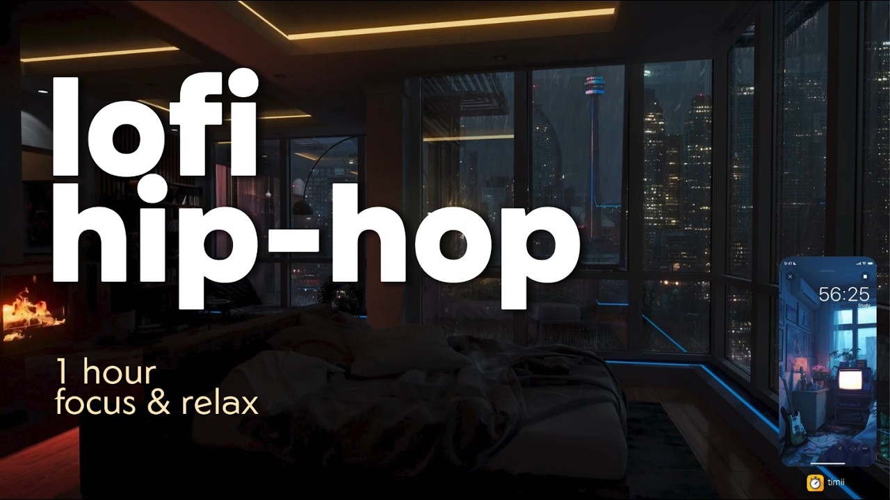 1 hour - study with timii 🌧️ rainy room lofi hip hop to focus & relax