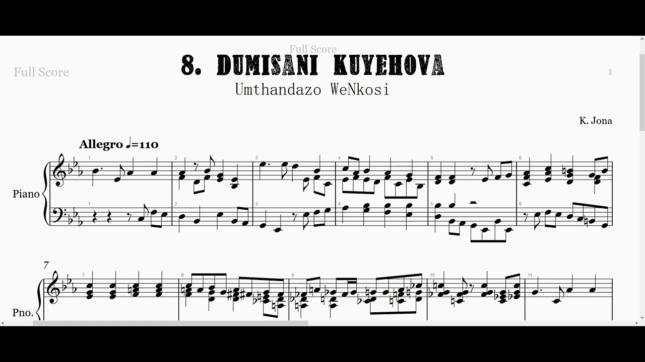 Dumisani KuYehova Piano - K. Jona