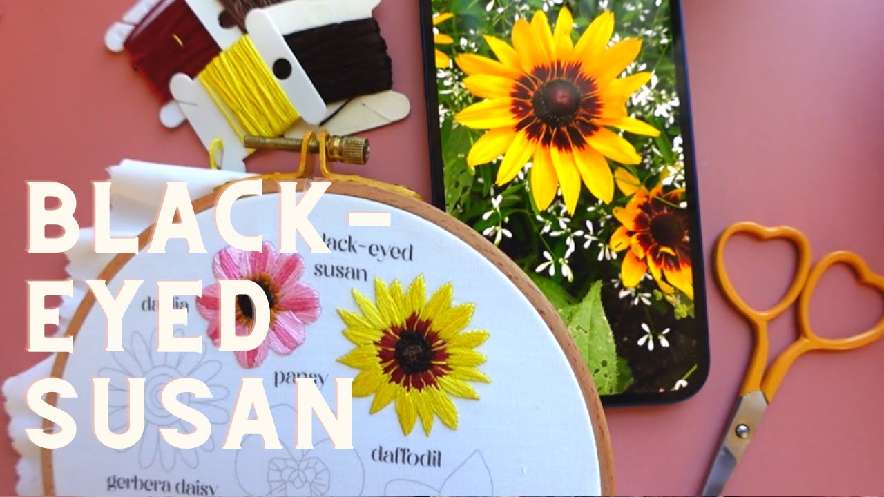 Stitching a black-eyed susan | bouquet embroidery stitch sampler full tutorial