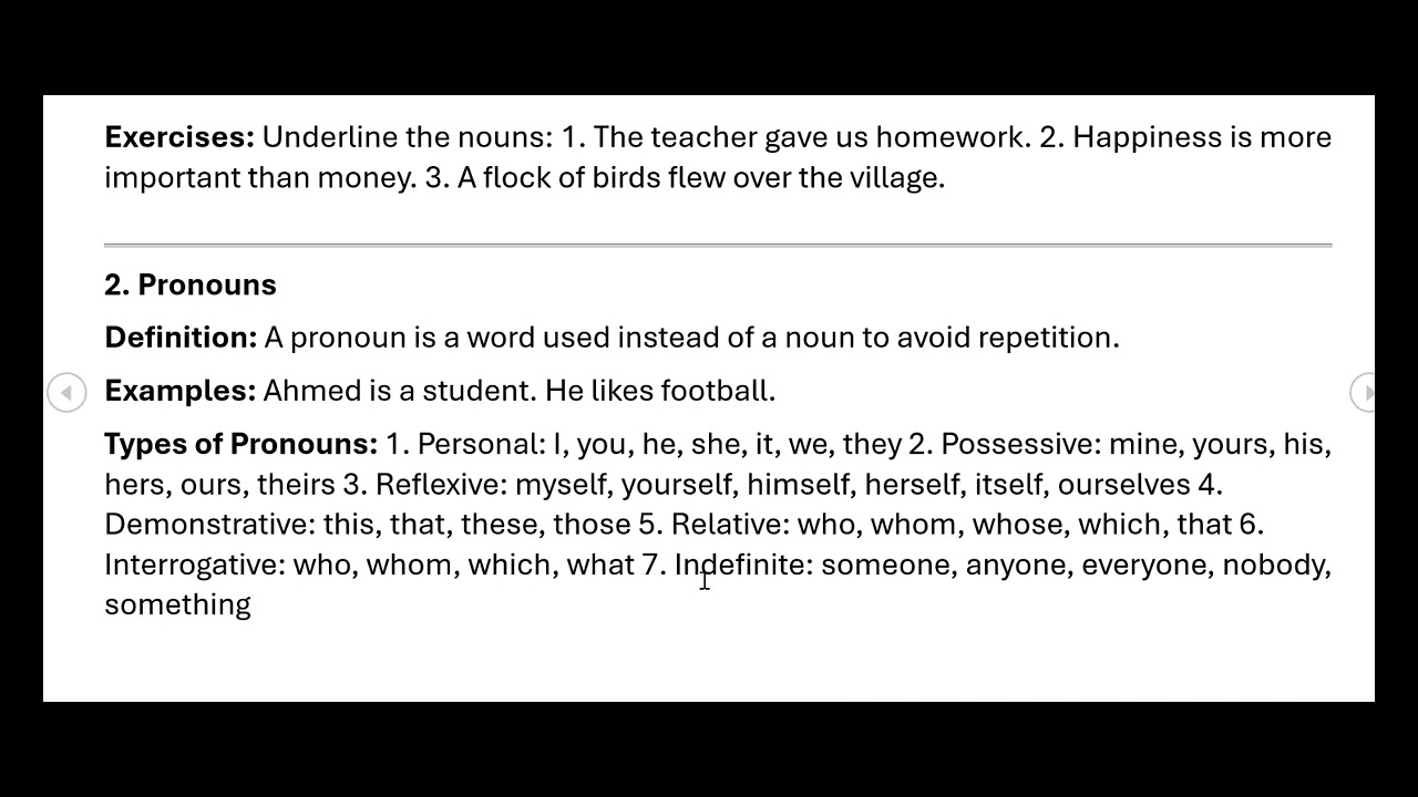 grammar s1 / ENGLISH STUDIES SEMESTRE 1/parts of speech