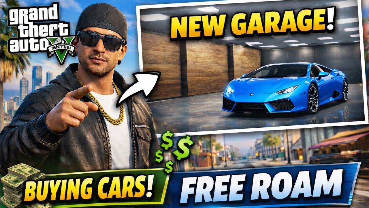 Buying a New Garage & Blue Lamborghini in GTA 5 Free Roam !