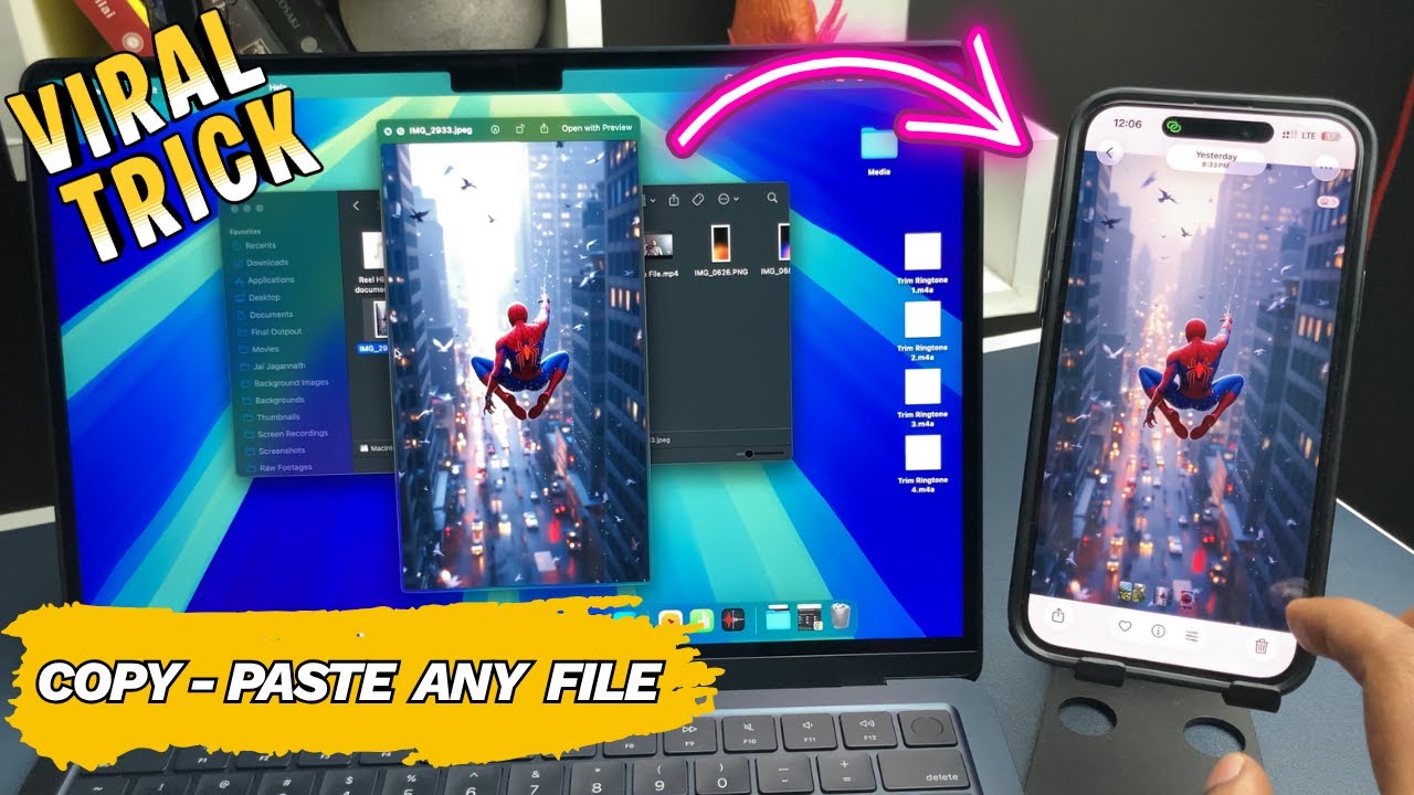 How To Copy-Paste Photos Between iPhone and MacBook Without Airdrop & Cable | Apple Ecosystem