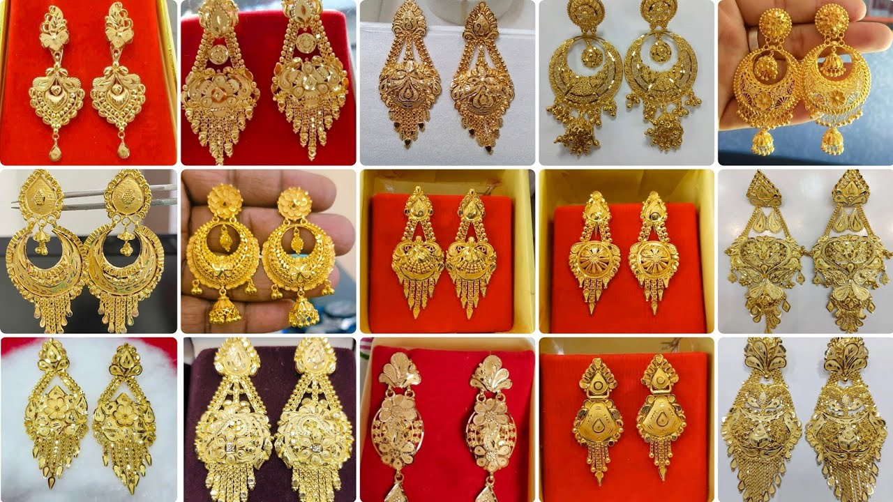Latest Gold earrings designs with weight & Price / Kanbala kaner dul /Sonar Kaner Dul ||