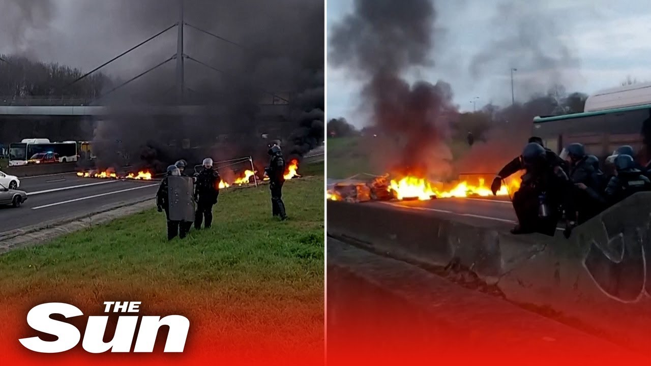 French police face off with protesters over pensions