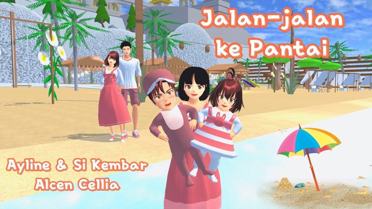 Ayline & Si Kembar Alcen Cellia | Jalan-jalan ke Pantai | Sakura School Simulator