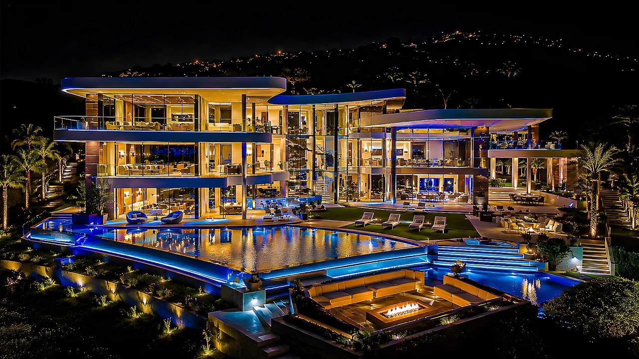 Inside This INSANE Glass Mega Mansion at Night ✨ | Luxury House Tour 4K