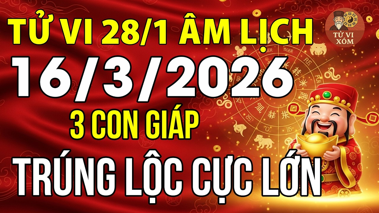 Tu vi hang ngay 16/3/2026: 28/1 âm lịch 3 con giáp này Trúng Lộc Cực Lớn, 3 con giáp Đại nạn ập đến
