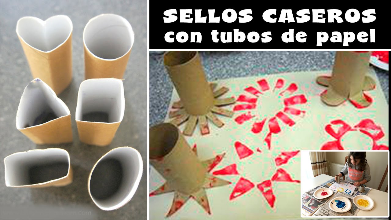Sellos caseros con tubos de papel higi&eacute;nico
