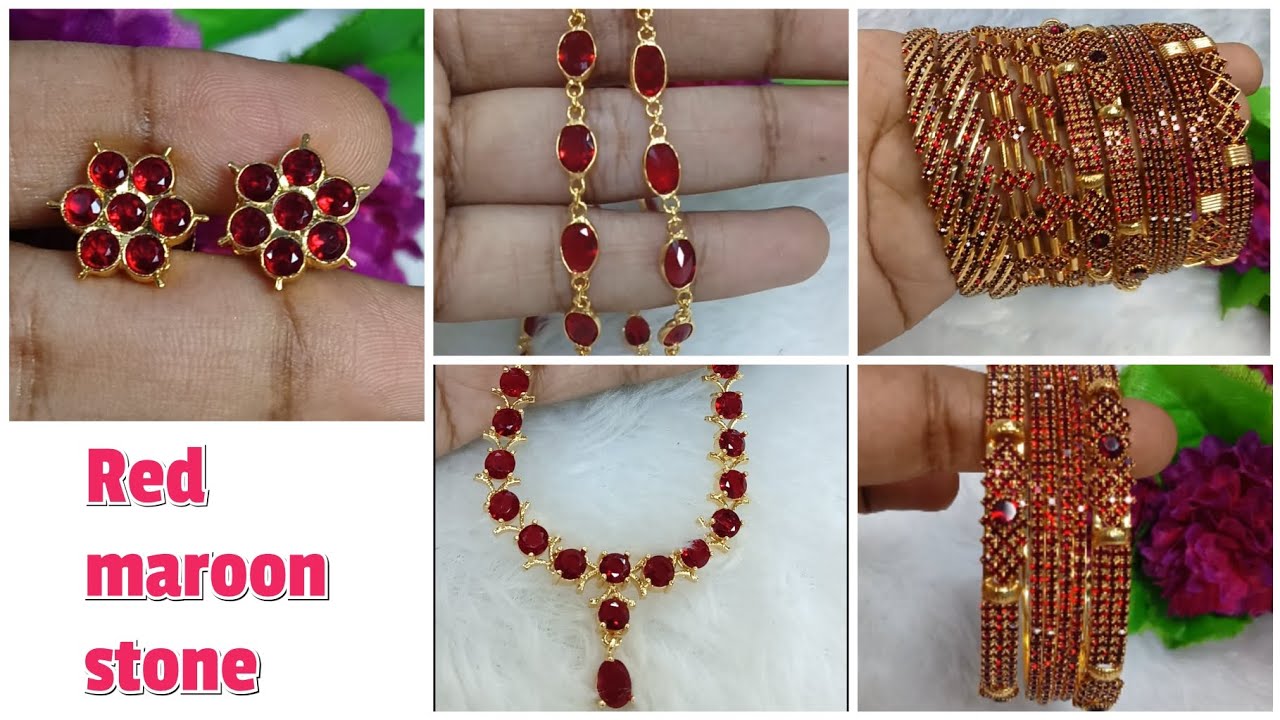 Red stone bangles,earrings,necklace collection|whatsapp 8754252999 #bangles #online #red #fashion