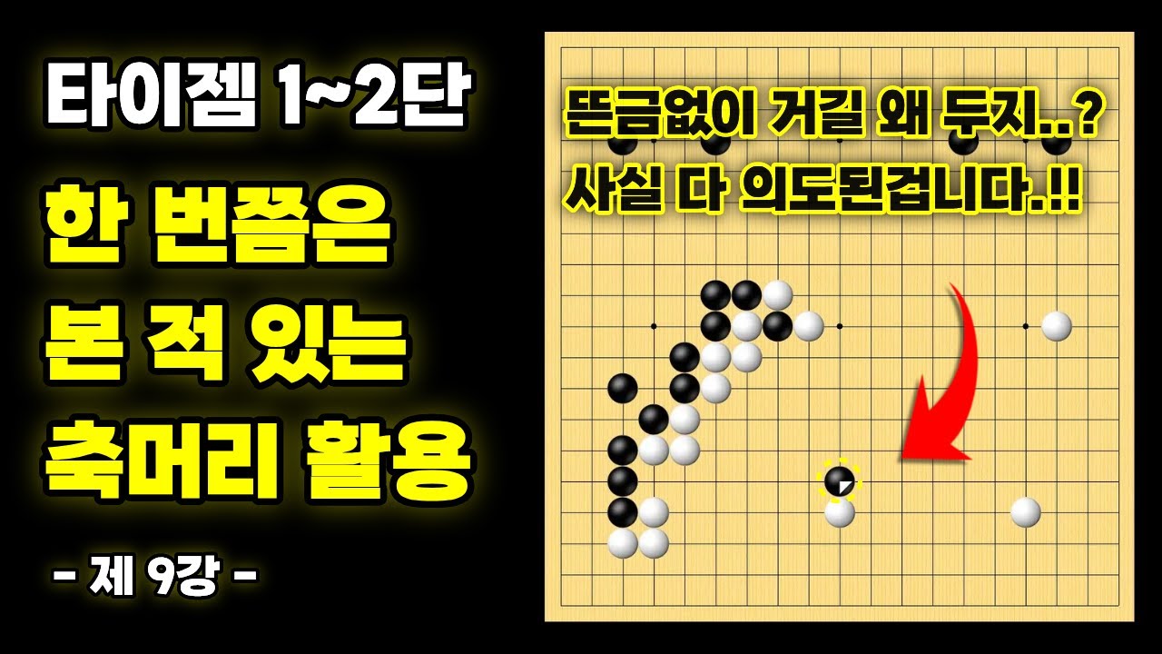 한 번쯤은 본 적 있는 축머리 활용ㅣ기력 맞춤 실전 강좌 - 9강 [타이젬 1~2단 필수시청!]