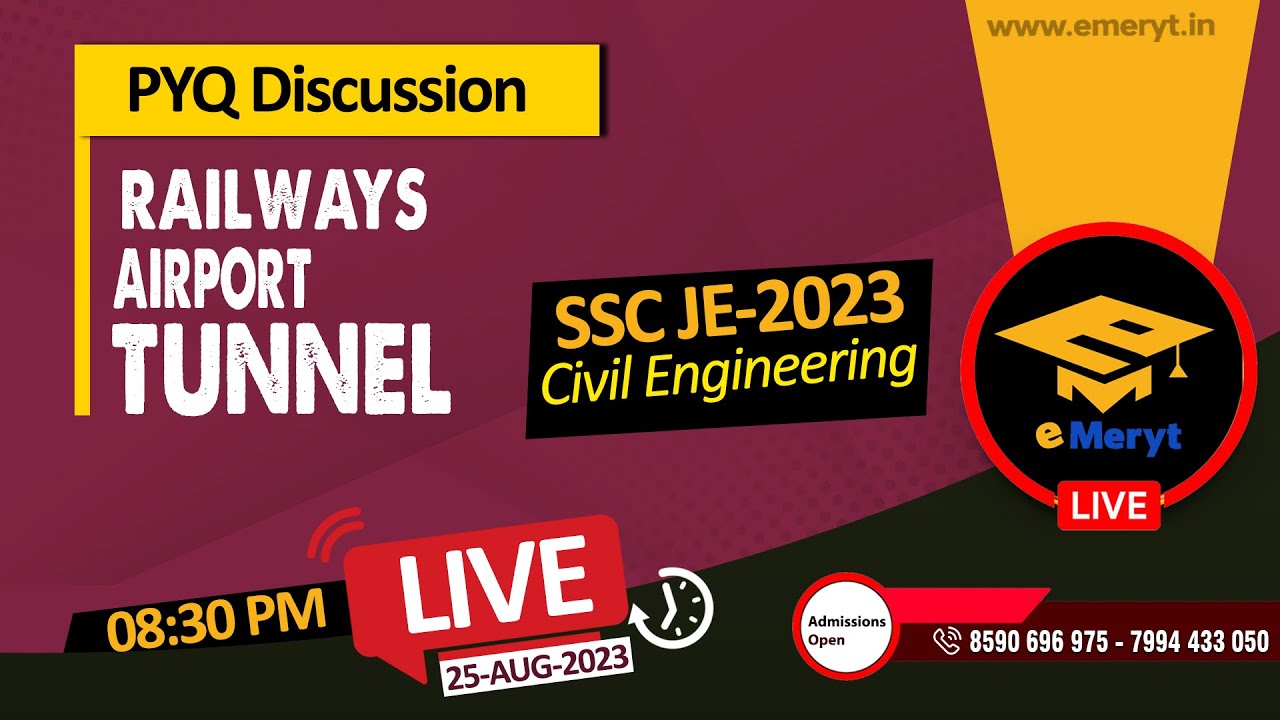 SSC JE - 2023 | Civil | Transportation Engineering | PYQ Discussion - Railways, Airport & Tunnel