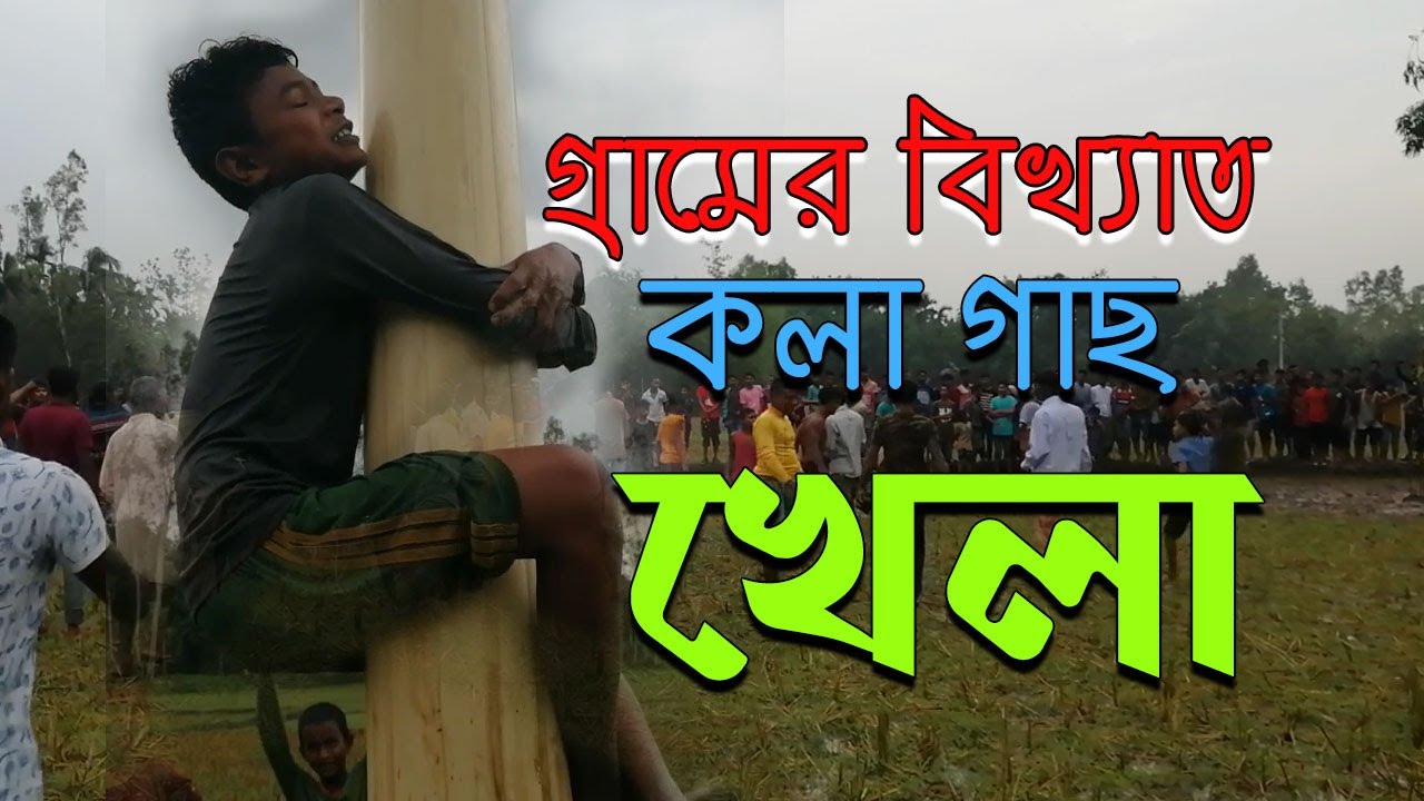 অদ্ভূত মজার কলা গাছ খেলা-Oil-coated banana tree game in village | Kalagach Khela