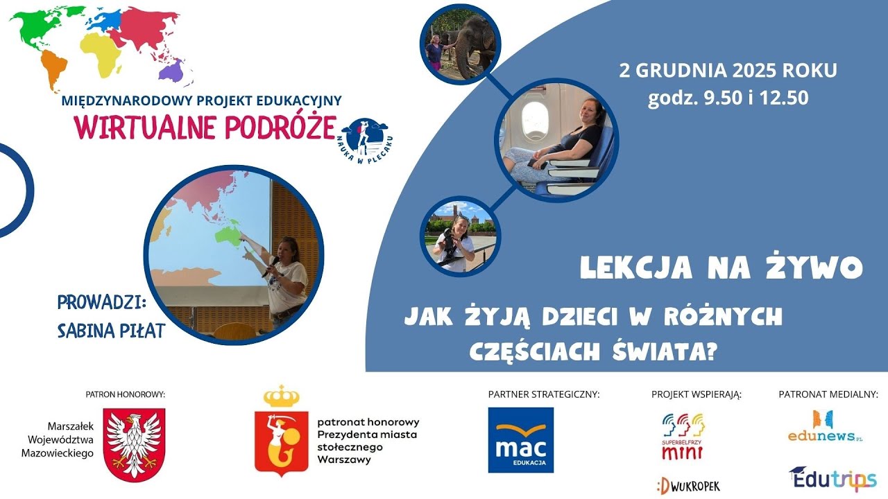 [09.50 LIVE] Jak żyją dzieci w różnych częściach świata?  - lekcja na żywo 