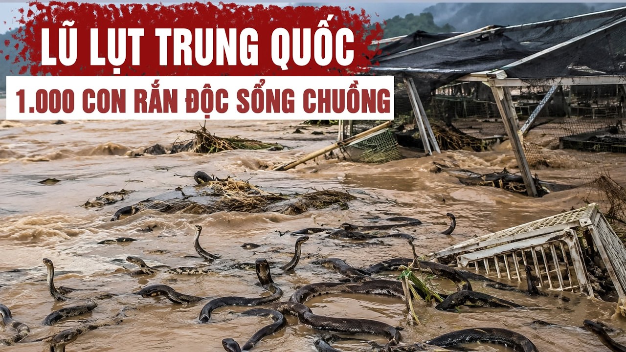Trung Quốc r&uacute;ng động v&igrave; lũ: gần 1.000 con rắn độc sổng chuồng b&ograve; khắp nơi