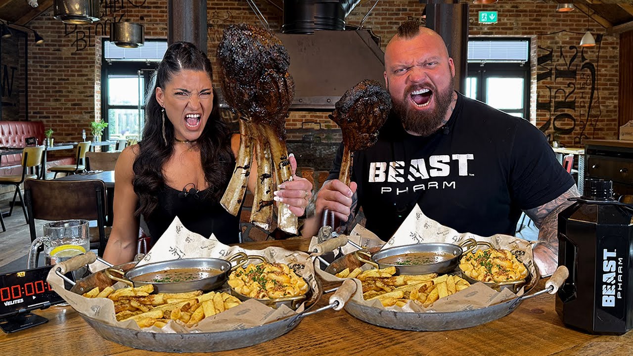 THE BEAST TOMAHAWK STEAK CHALLENGE Vs. @Eddie Hall The Beast  [Forfeit Edition] |  @Leah Shutkever