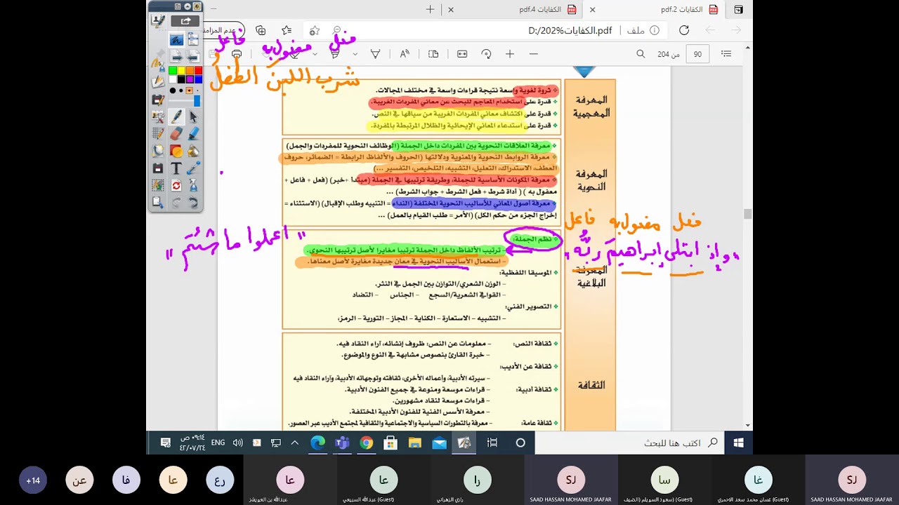 الكفايات اللغوية 2 أدوات قارئ النص الأدبي