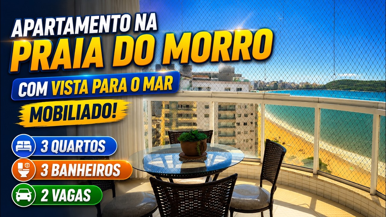 Apartamento na Praia do Morro com vista para o mar mobiliado 3 quartos e 2 vagas por R$ 1.200.000,00