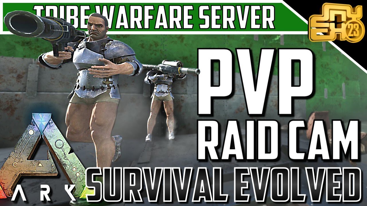 EPIC ARK PVP RAID CAM - TRIBE WARFARE SERVER - RED vs GREEN