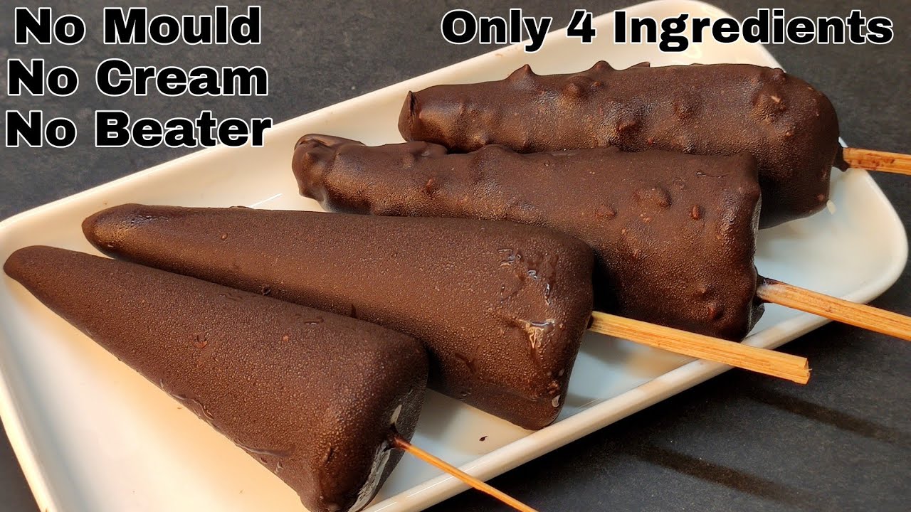 Only 4 Ingredients Chocobar Without Mould, Cream, Beater, Milk Powder| बिना मोल्ड के चॉकोबार बनाए |