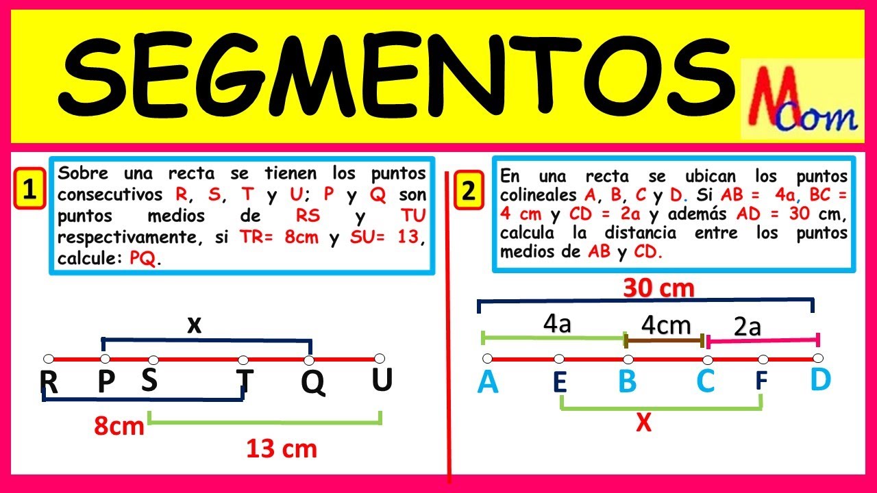 Segmentos| Sobre una recta se tienen los puntos consecutivos R, S, T y U.  calcule PQ.