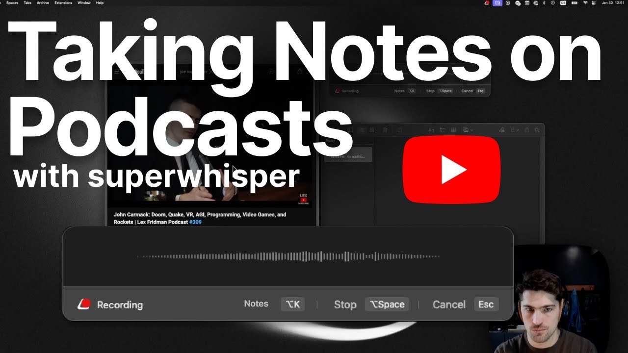 Как делать заметки к подкастам с помощью superwhisper