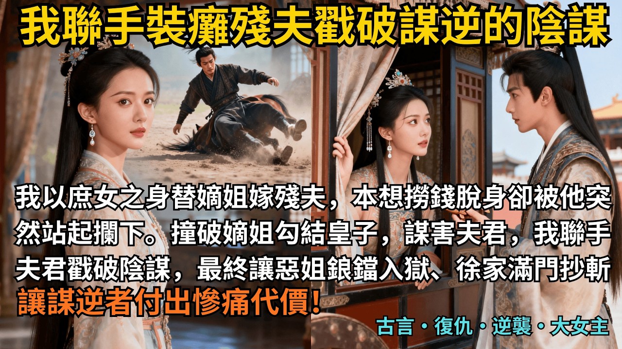 【古言逆襲】完結爽文，我以庶女之身替嫡姐嫁殘夫，本想撈錢脫身卻被他突然站起攔下。撞破嫡姐勾結皇子，謀害夫君，我聯手夫君戳破陰謀，最終讓惡姐鋃鐺入獄、徐家滿門抄斬！#完結 #小說 #古言小說 #復仇
