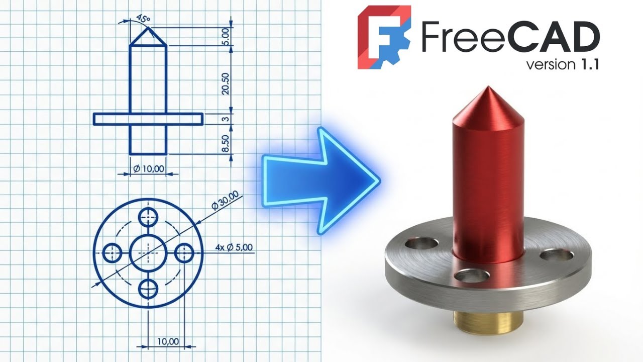 FreeCAD 1.1 — Полное пошаговое руководство для начинающих. Упражнение 4.