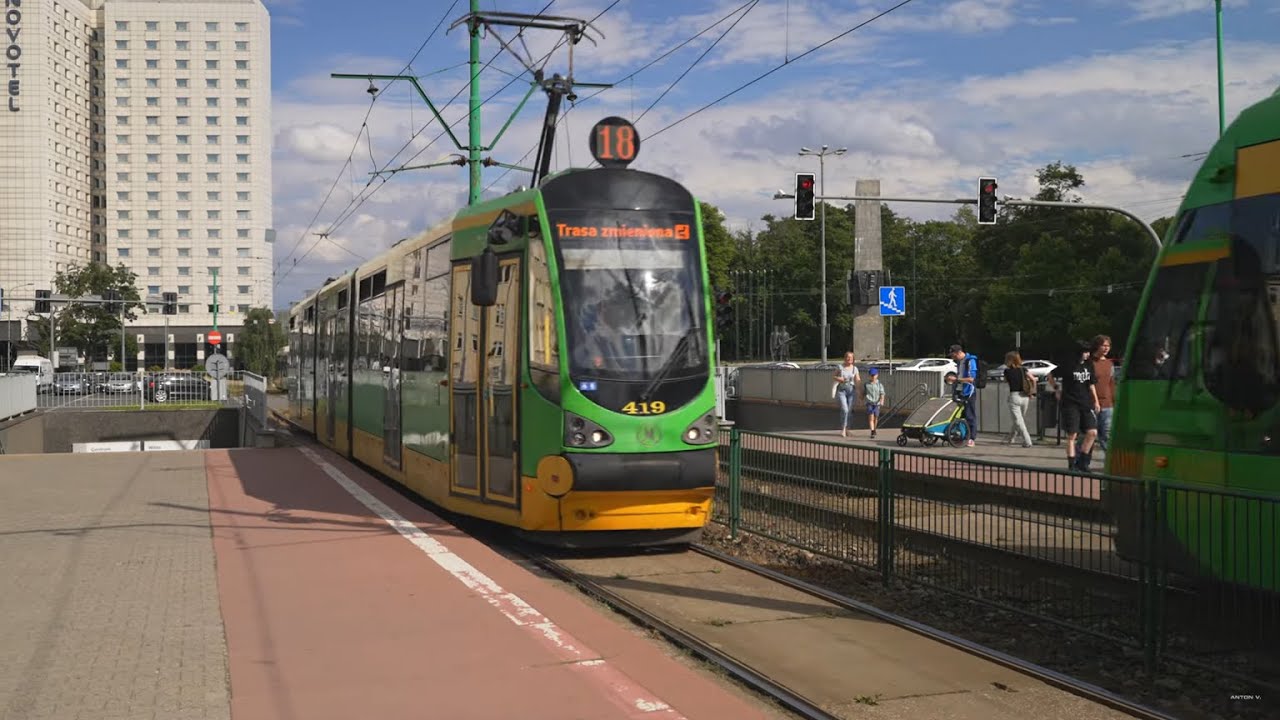 Poland, Poznań, tram 18 ride from Wierzbięcice to Ogrody