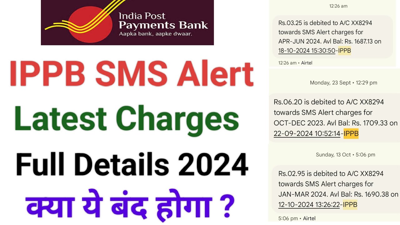 Ippb sms alert charges | Ippb sms charges | Ippb sms charges off | Ippb charges