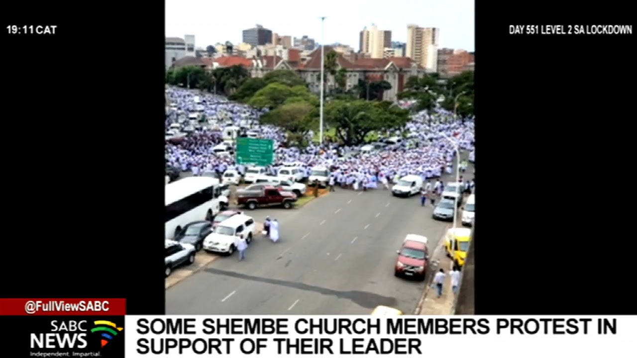 Some Shembe Church members protest in support of their leader