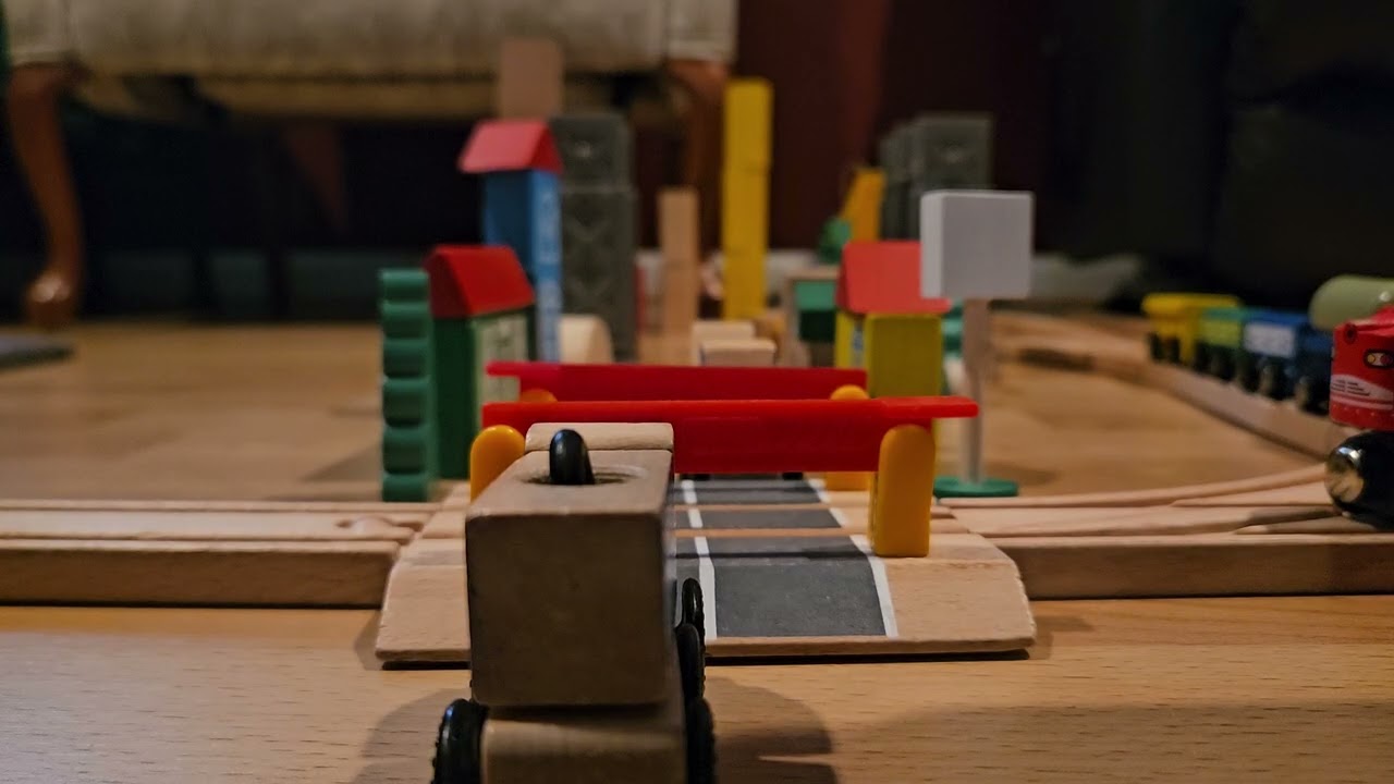 Wooden Freight Train passing through my Wooden Layout.