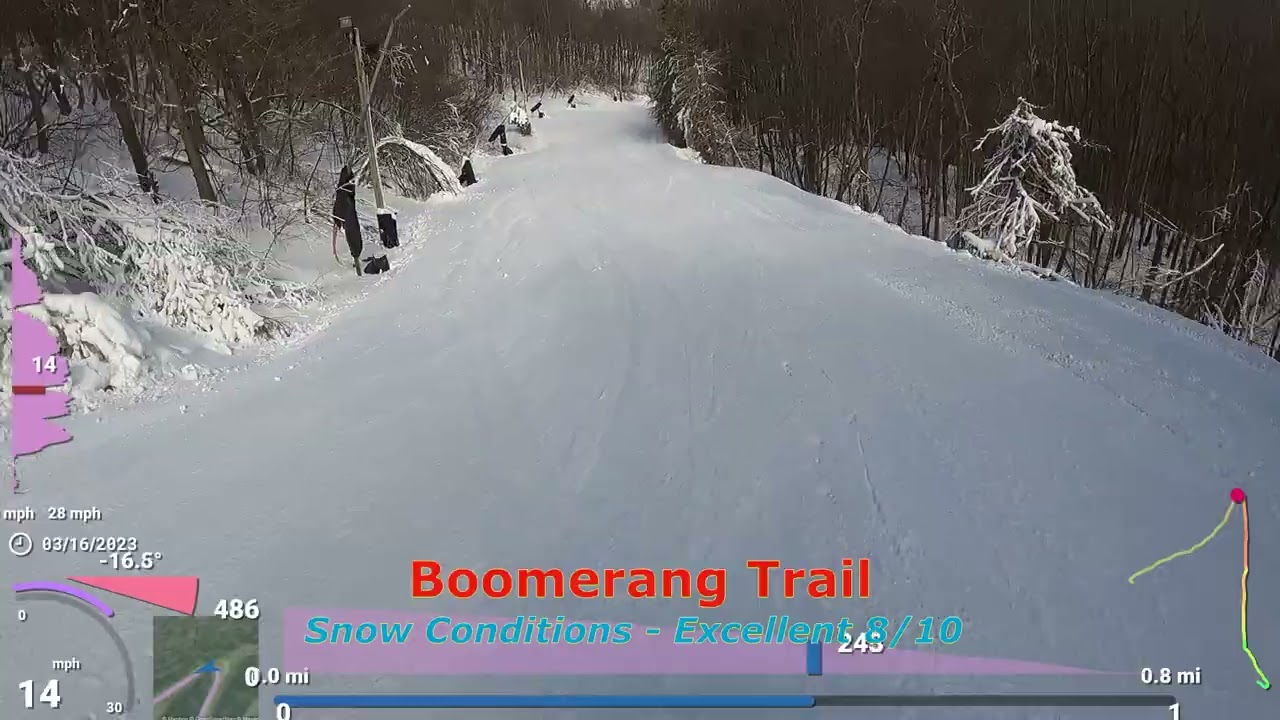 Ski Seven Springs ⛷️🏔️⛷️Avalanche lift to Boomerang trails 3/16/23 HD 4K Telemetry
