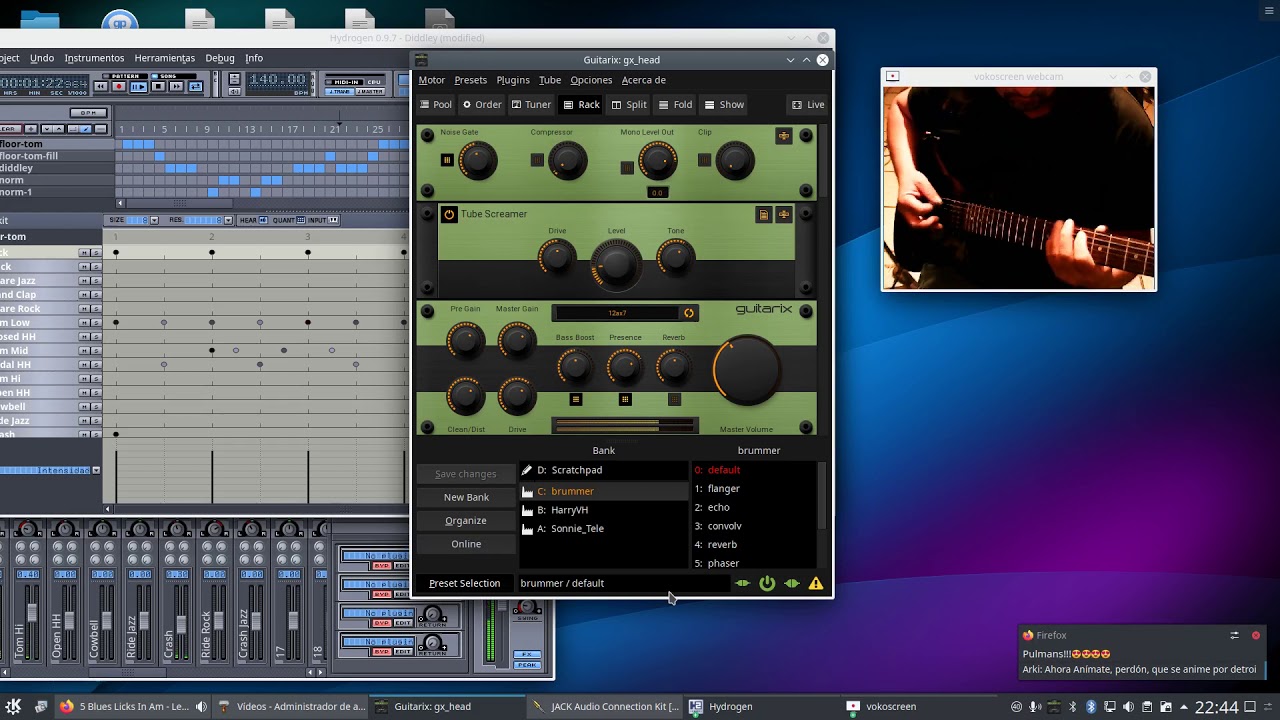 Guitarix  Linux Distorsi&oacute;n Demo + Hydrogen Drum Machine - Carlos Robles Avi&ntilde;a