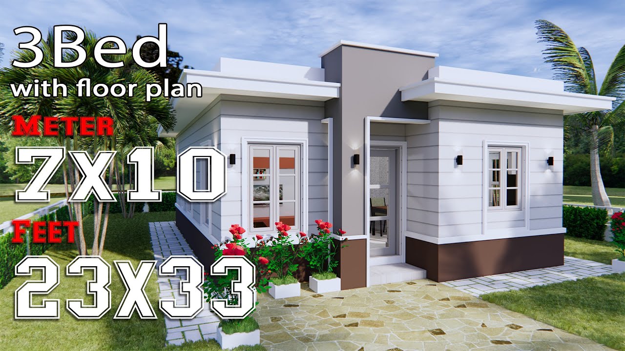 Simple House Design 7x10 Meter Terrace Roof 23x33 Feet Full Plans