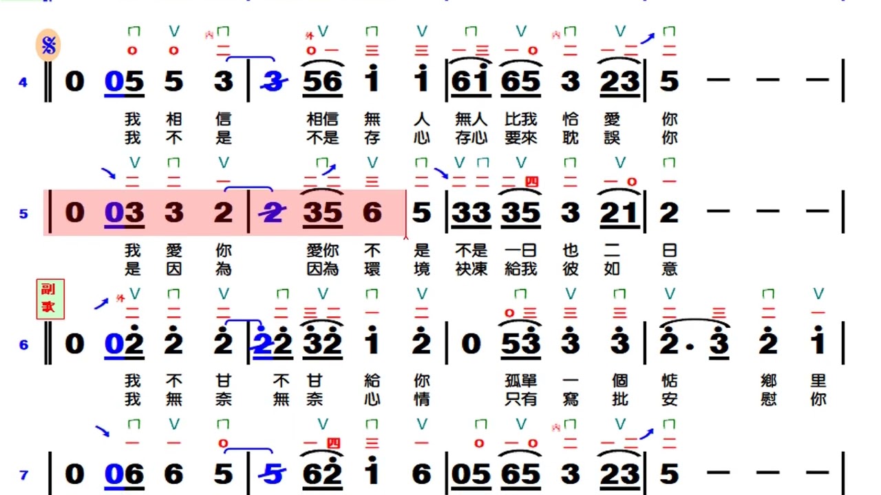望月想愛人 - D調伴奏(動態譜)
