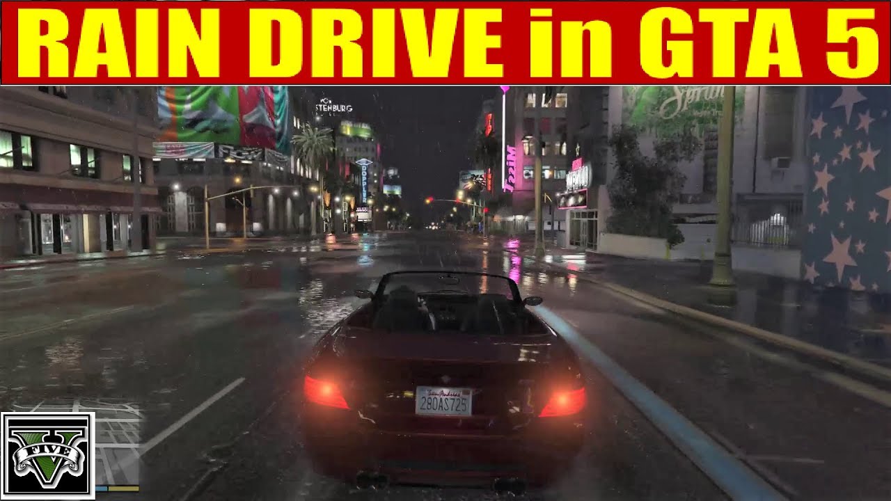 RAIN DRIVE in GTA 5 - for SLEEPING, RELAXING SOUND