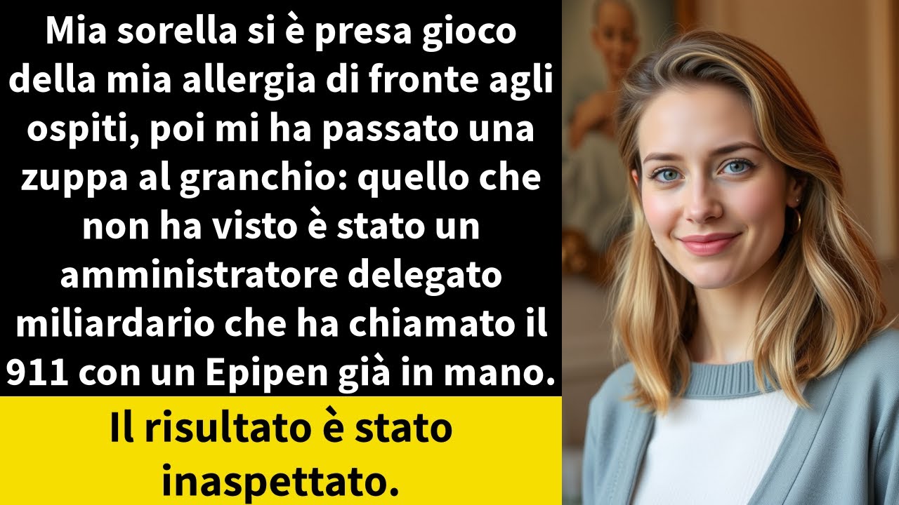 Mia sorella si è presa gioco della mia allergia di fronte agli ospiti, poi mi ha passato una zuppa
