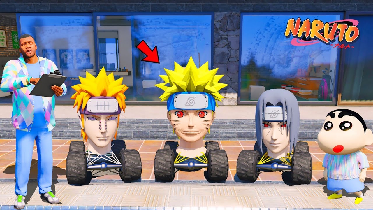 Shinchan & Franklin Collecting Naruto Head Car in GTA 5