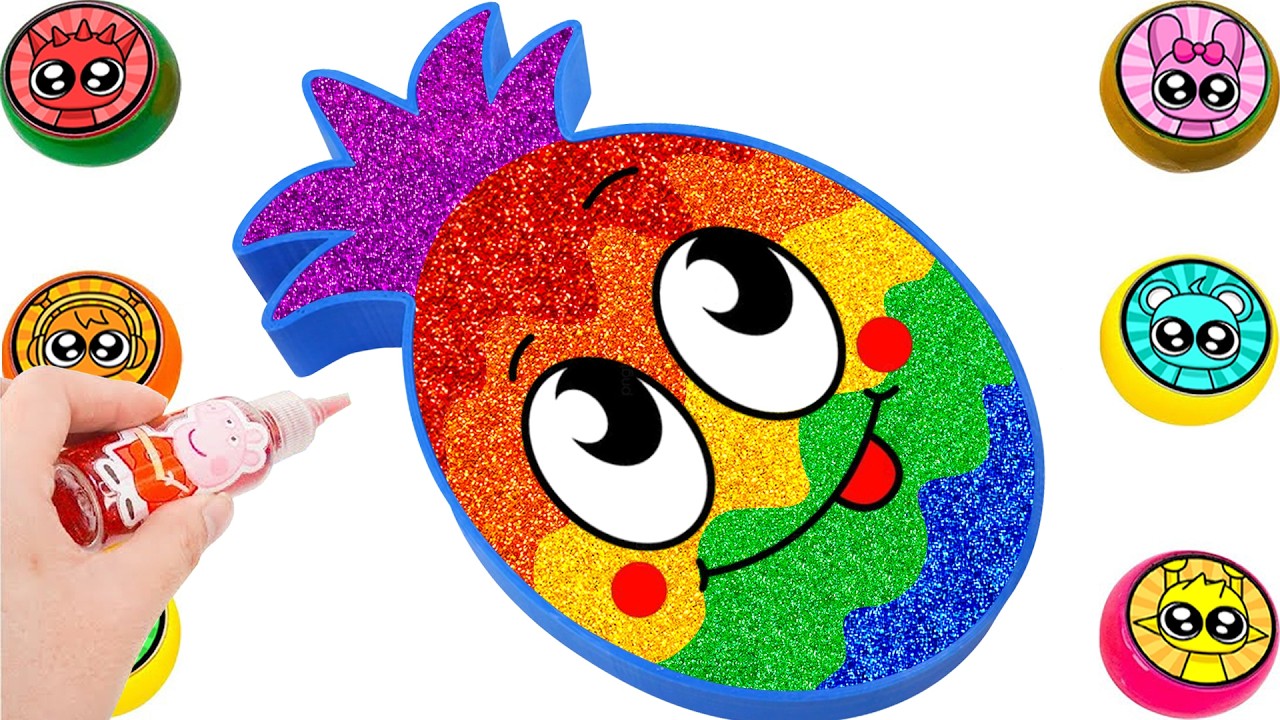 ASMR Slime Video l How To Make Rainbow Pineapple Bathtub With Glitter Slime & Clay