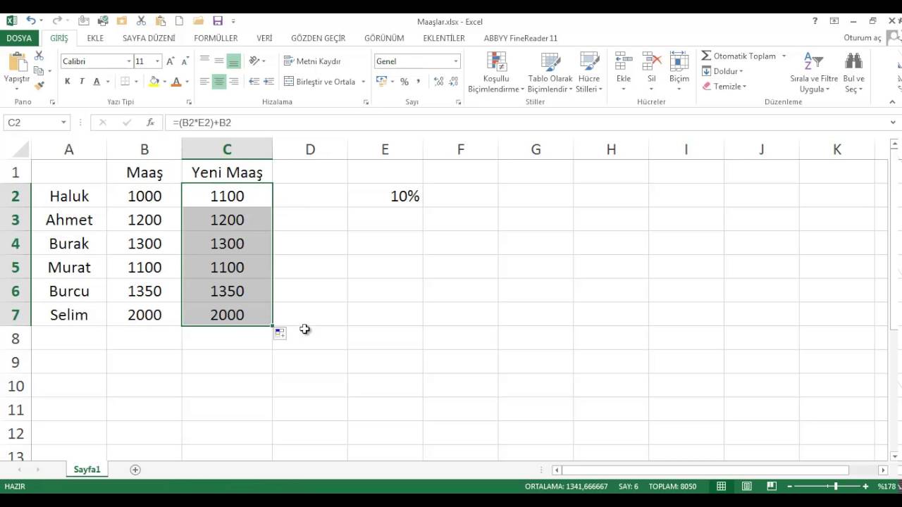 EXL13 03 005 Sabit Oranlı Artış