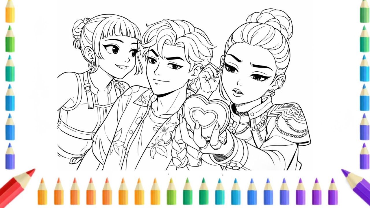 Relaxing Coloring Video|Coloring Rumi, Zoi & Joonie Step by Step|KPop Demon antrix|coloring pages