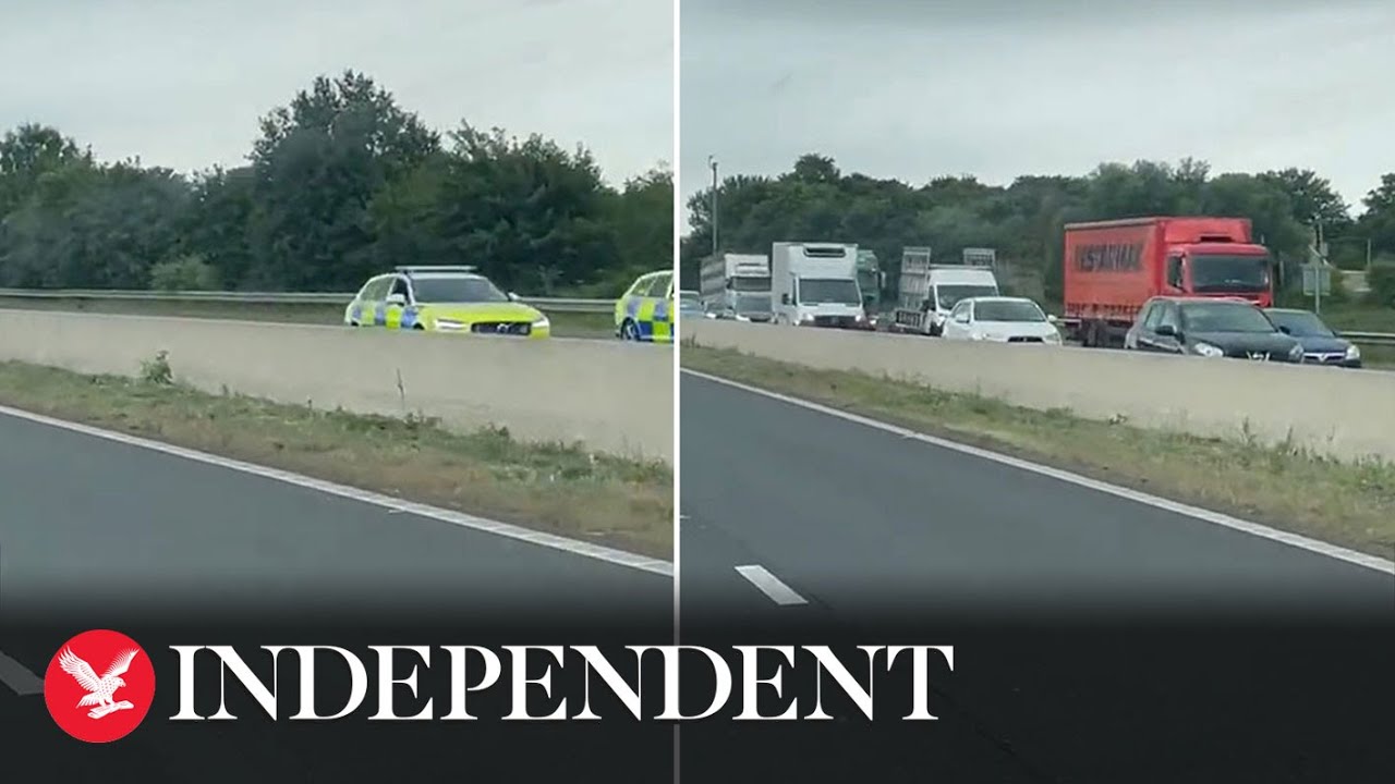 Convoy of drivers block M5 in protest over fuel prices